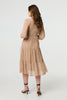 Beige | Dot Print Semi Sheer Tiered Midi Dress
