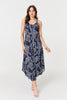 Navy | Abstract Sleeveless Swing Maxi Dress
