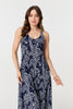 Navy | Abstract Sleeveless Swing Maxi Dress
