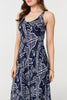 Navy | Abstract Sleeveless Swing Maxi Dress
