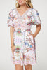White | Border Print V-Neck Empire Mini Dress