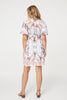 White | Border Print V-Neck Empire Mini Dress