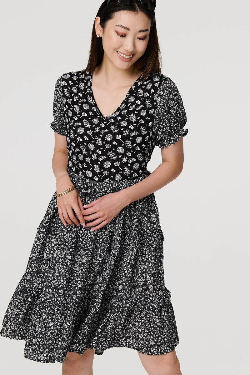 floral pin stripe skater dress Floral Skater Dress - Vintage Rose Occasion