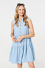 Light Blue | Sleeveless Tiered Shirt Mini Dress
