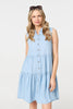 Light Blue | Sleeveless Tiered Shirt Mini Dress
