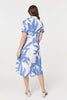 Blue | Leaf Print Belt Detail Midi Shirt Dress
