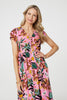 Pink | Tropical Print Angel Sleeve Maxi Dress