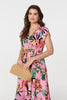 Pink | Tropical Print Angel Sleeve Maxi Dress