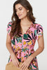 Pink | Tropical Print Angel Sleeve Maxi Dress