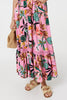 Pink | Tropical Print Angel Sleeve Maxi Dress