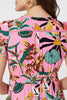 Pink | Tropical Print Angel Sleeve Maxi Dress