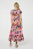 Pink | Tropical Print Angel Sleeve Maxi Dress