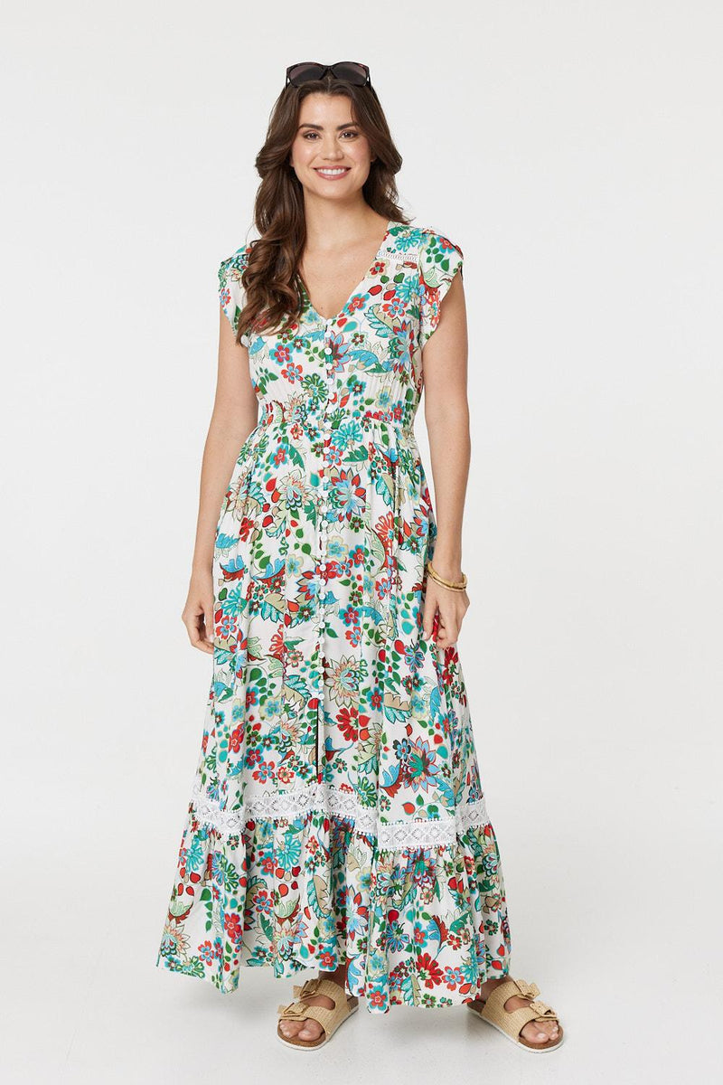Vintage Boho Print Cap Sleeve Maxi Dress | Izabel London Vintage Boho Print Cap Sleeve Maxi Dress | Izabel London