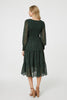 Green | Printed Sheer Layer Midi Smock Dress