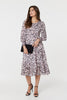 Pink | Floral Tiered Smock Midi Dress