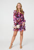 Purple | Floral Ruffled Tie Waist Mini Dress
