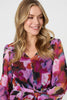 Purple | Floral Ruffled Tie Waist Mini Dress
