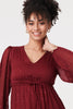 Red | Sparkly Semi Sheer Long Sleeve Midi Dress

