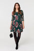 Green | Floral Lace Layer Short Skater Dress
