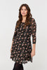 Orange | Ditsy Floral Mesh Knee Length Dress
