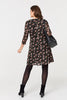 Orange | Ditsy Floral Mesh Knee Length Dress
