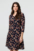 Navy | Floral Sparkle Mesh Knee Length Dress

