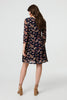 Navy | Floral Sparkle Mesh Knee Length Dress
