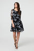Black | Floral Semi Sheer Lace Layer Short Dress
