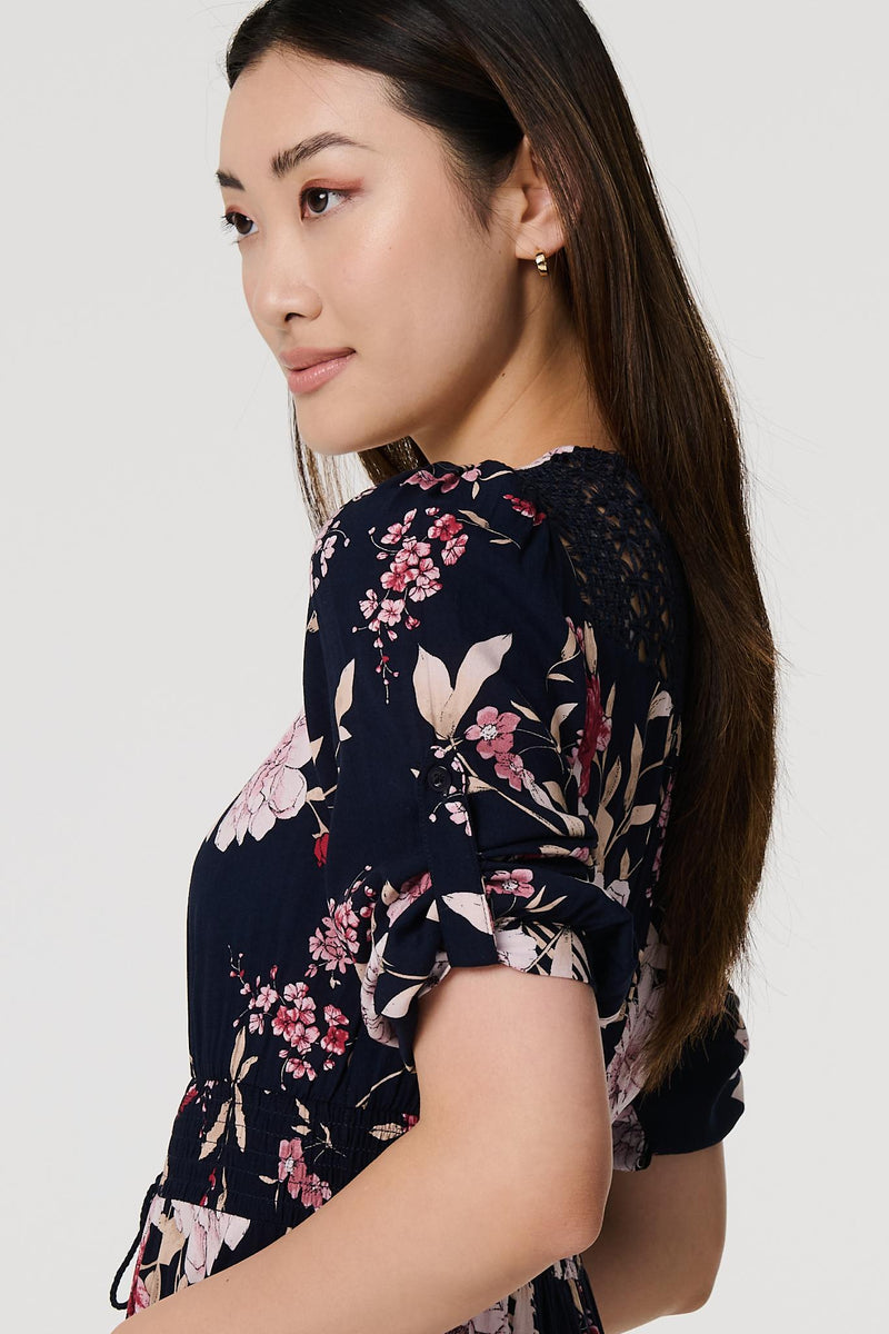 Floral 3/4 Sleeve A-Line Maxi Dress | Izabel London Floral 3/4 Sleeve A-Line Maxi Dress | Izabel London