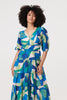 Green | Abstract Ruched 3/4 Sleeve Midi Dress
