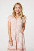 Pink | Printed Cap Sleeve Lace Trim Midi Dress