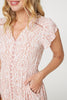 Pink | Printed Cap Sleeve Lace Trim Midi Dress