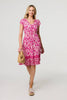 Pink | Floral Cap Sleeve Lace Trim Short Dress
