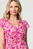 Pink | Floral Cap Sleeve Lace Trim Short Dress

