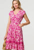 Pink | Floral Cap Sleeve Lace Trim Short Dress
