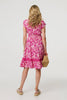 Pink | Floral Cap Sleeve Lace Trim Short Dress
