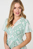 Sage | Mosaic Print Angel Sleeve Midi Dress