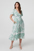 Sage | Mosaic Print Angel Sleeve Midi Dress
