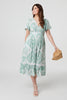 Sage | Mosaic Print Angel Sleeve Midi Dress
