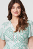 Sage | Mosaic Print Angel Sleeve Midi Dress
