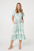 Sage | Mosaic Print Angel Sleeve Midi Dress : Model is 5'10