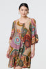Multi Beige | Kaleidoscope Print 3/4 Sleeve Short Dress
