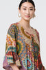 Multi Beige | Kaleidoscope Print 3/4 Sleeve Short Dress
