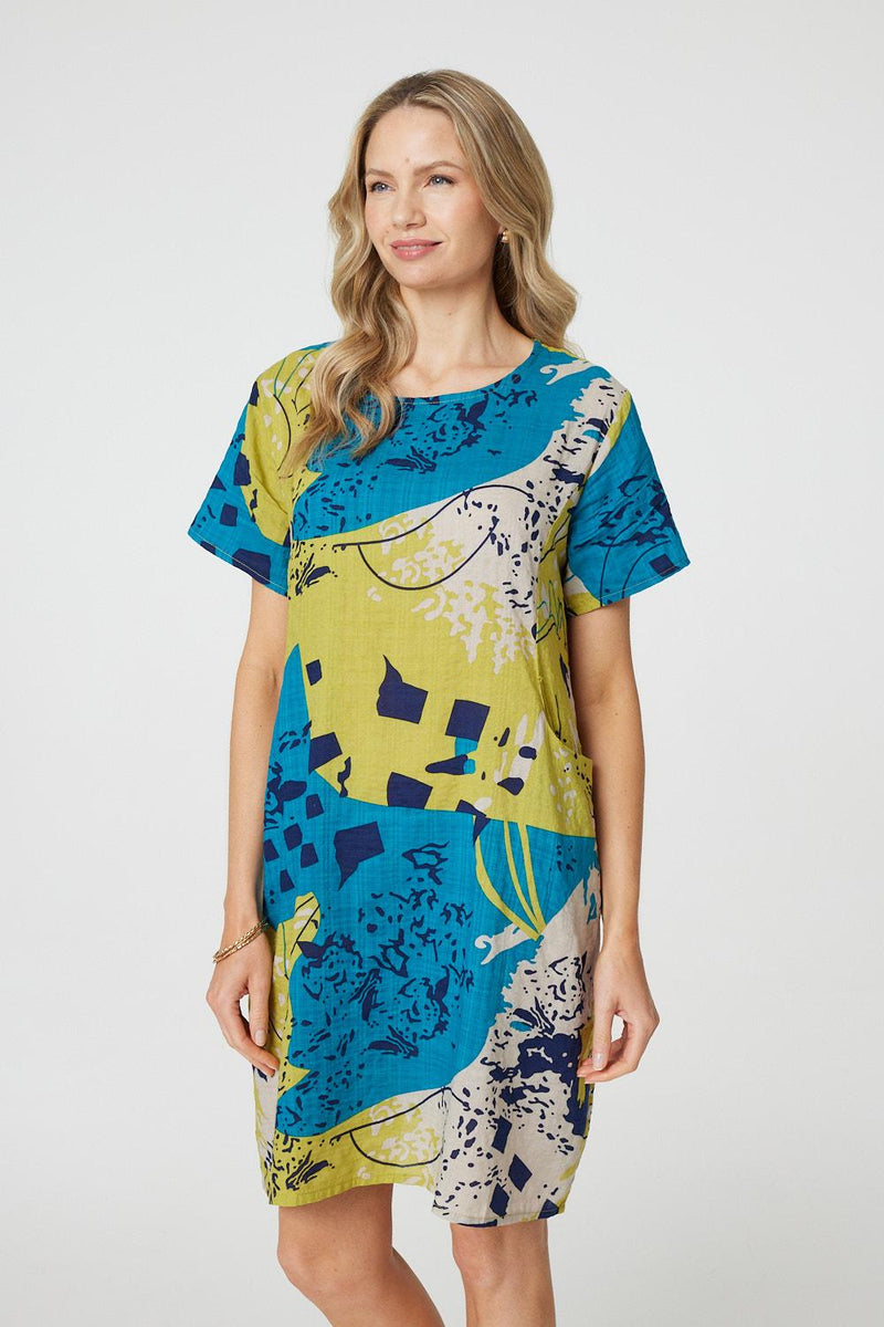 Abstract Print Short Sleeve Shift Dress | Izabel London Abstract Print Short Sleeve Shift Dress | Izabel London
