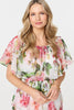 White | Floral Tiered Pleated Midi Dress
