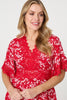 Red | Floral Lace Trim 1/2 Sleeve Mini Dress