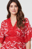 Red | Floral Lace Trim 1/2 Sleeve Mini Dress
