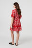 Red | Floral Lace Trim 1/2 Sleeve Mini Dress
