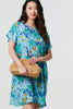 Blue | Floral 1/2 Sleeve Knee Length Shift Dress
