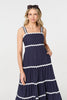 Navy | Zig Zag Trim Sleeveless Tiered Midi Dress
